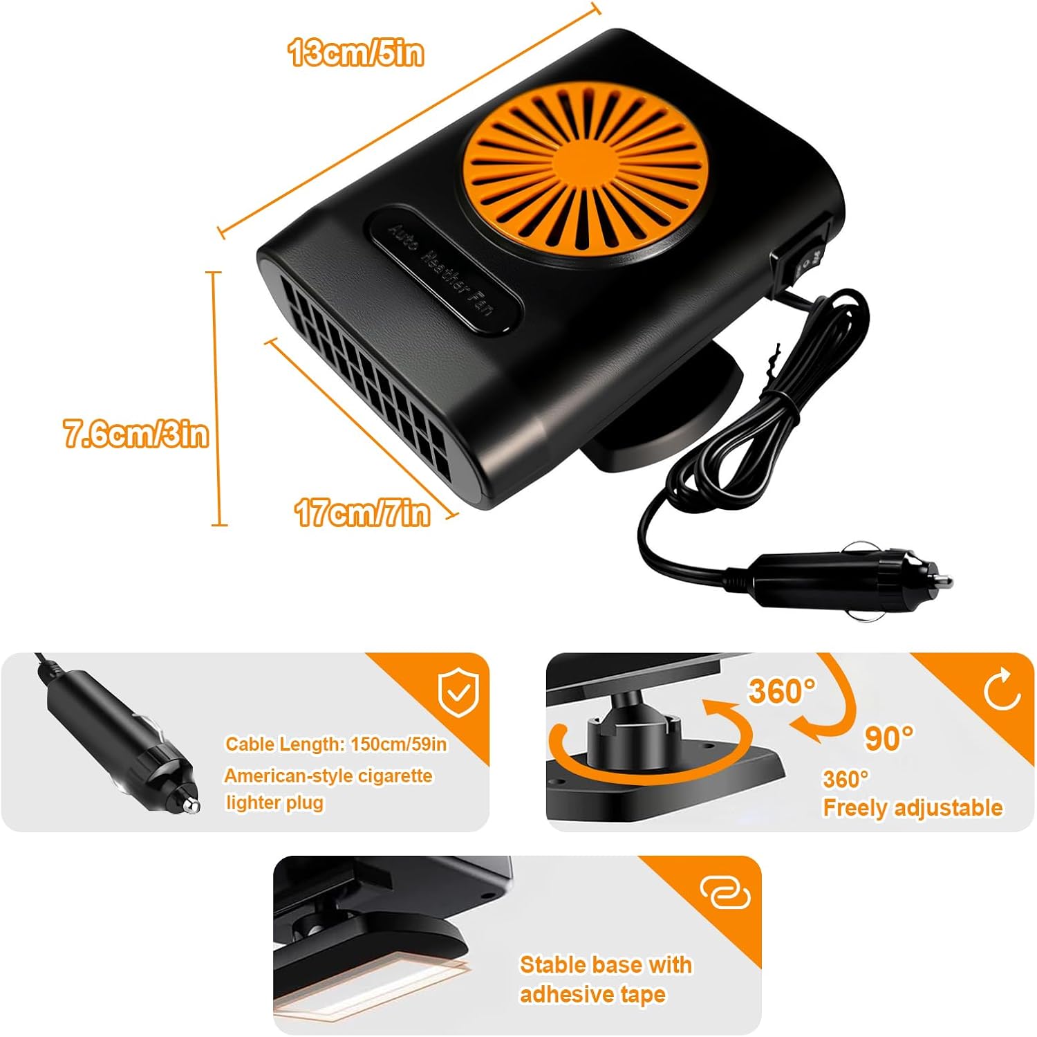 2 in 1 Automobile Windshield Heating Fan