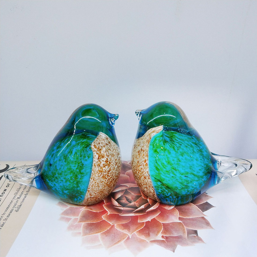 Hand Blown Glass Bird Statue