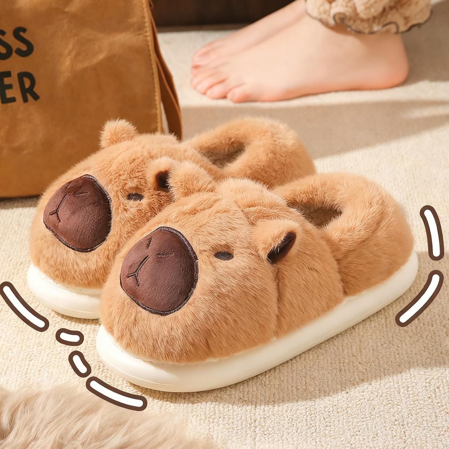Capybara Slippers - Cute Animal Plush Slippers