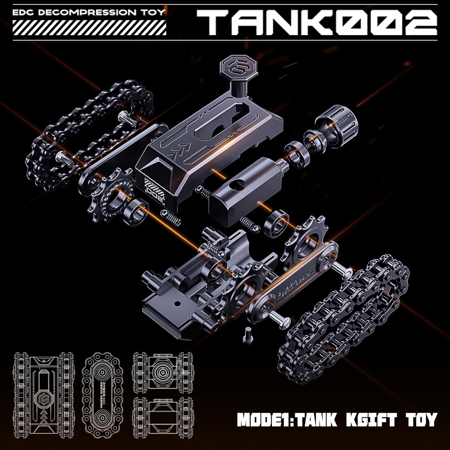 4 in 1 Fidget Slider Roller Chain Spinner Combo