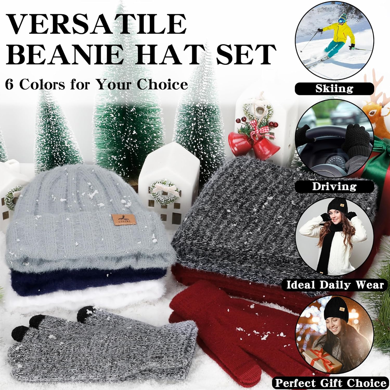 Winter Beanie Hat Scarf Gloves