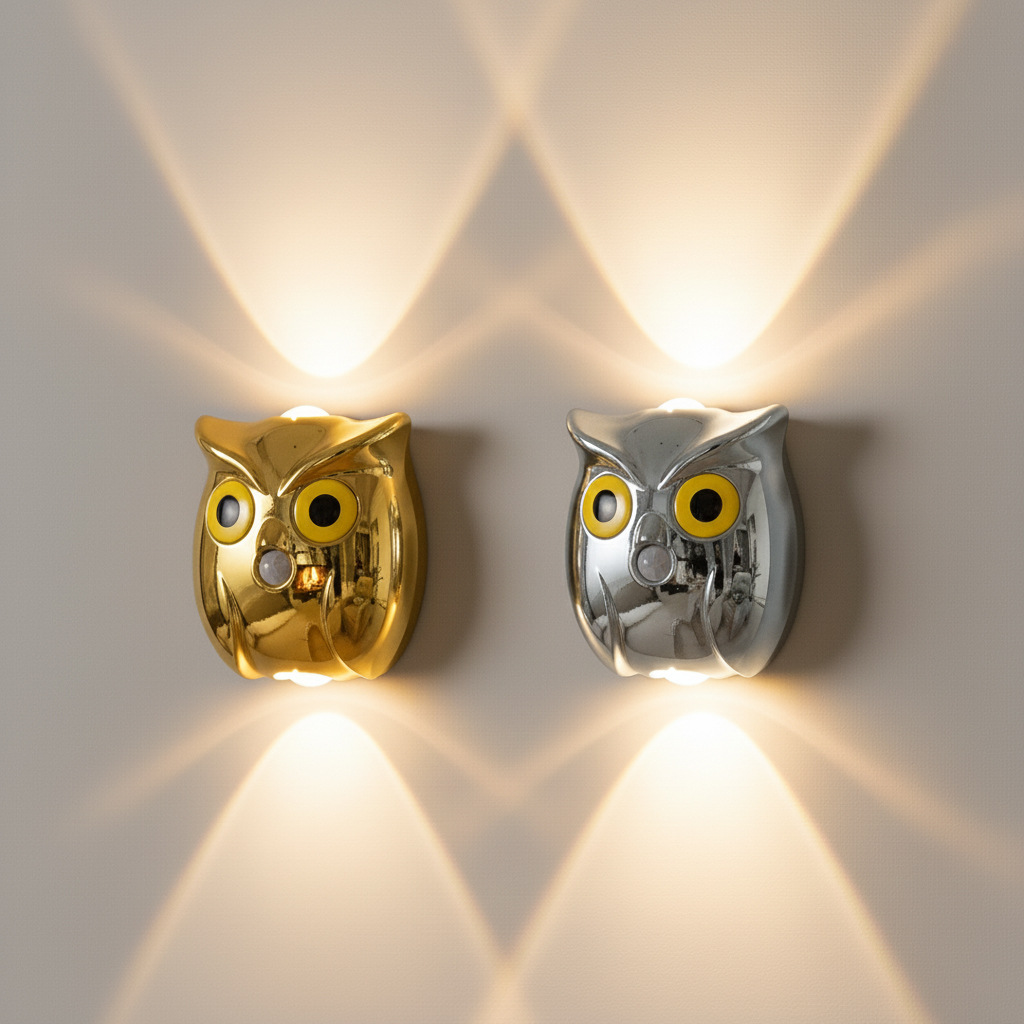 Motion Sensor Owl Magnetic Wall Light, Dual-Glow Up and Down Night Light