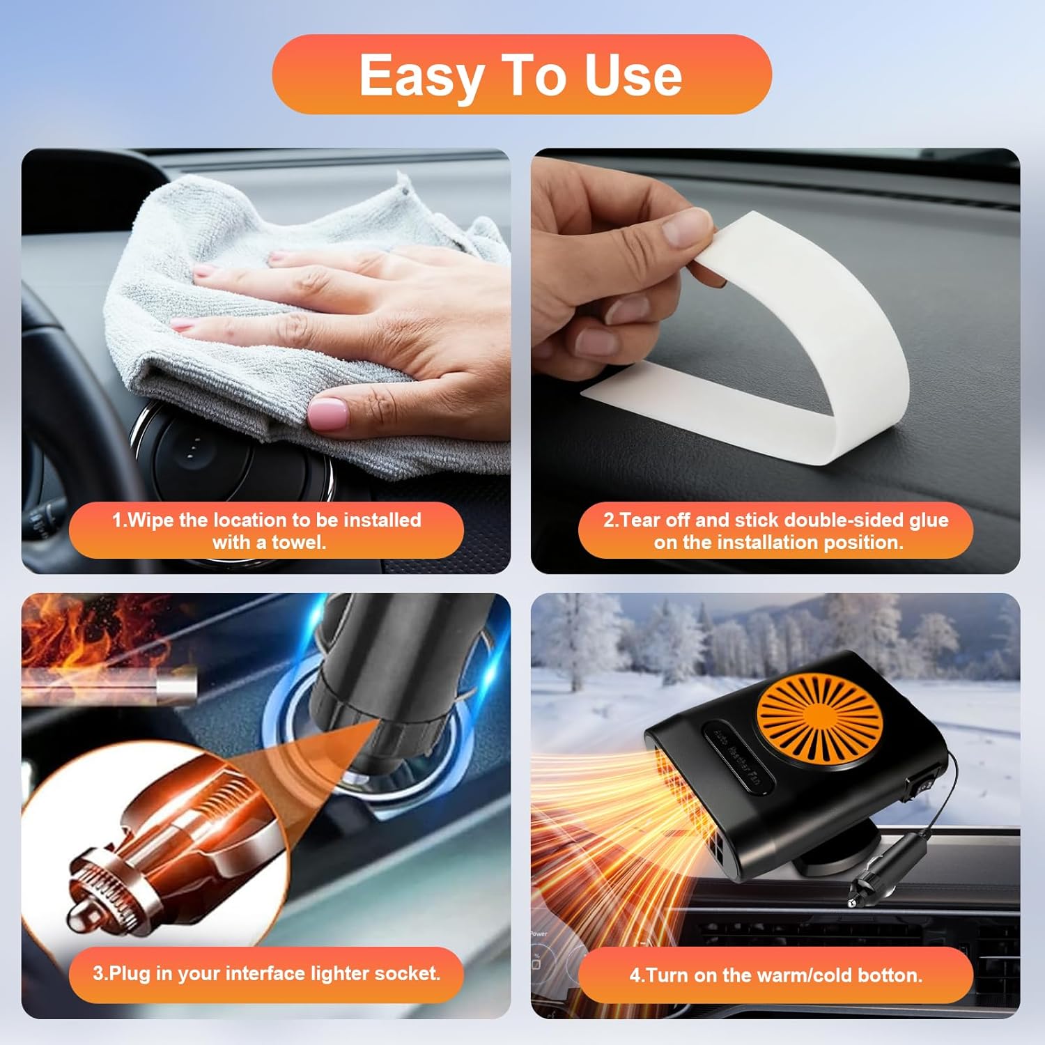 2 in 1 Automobile Windshield Heating Fan