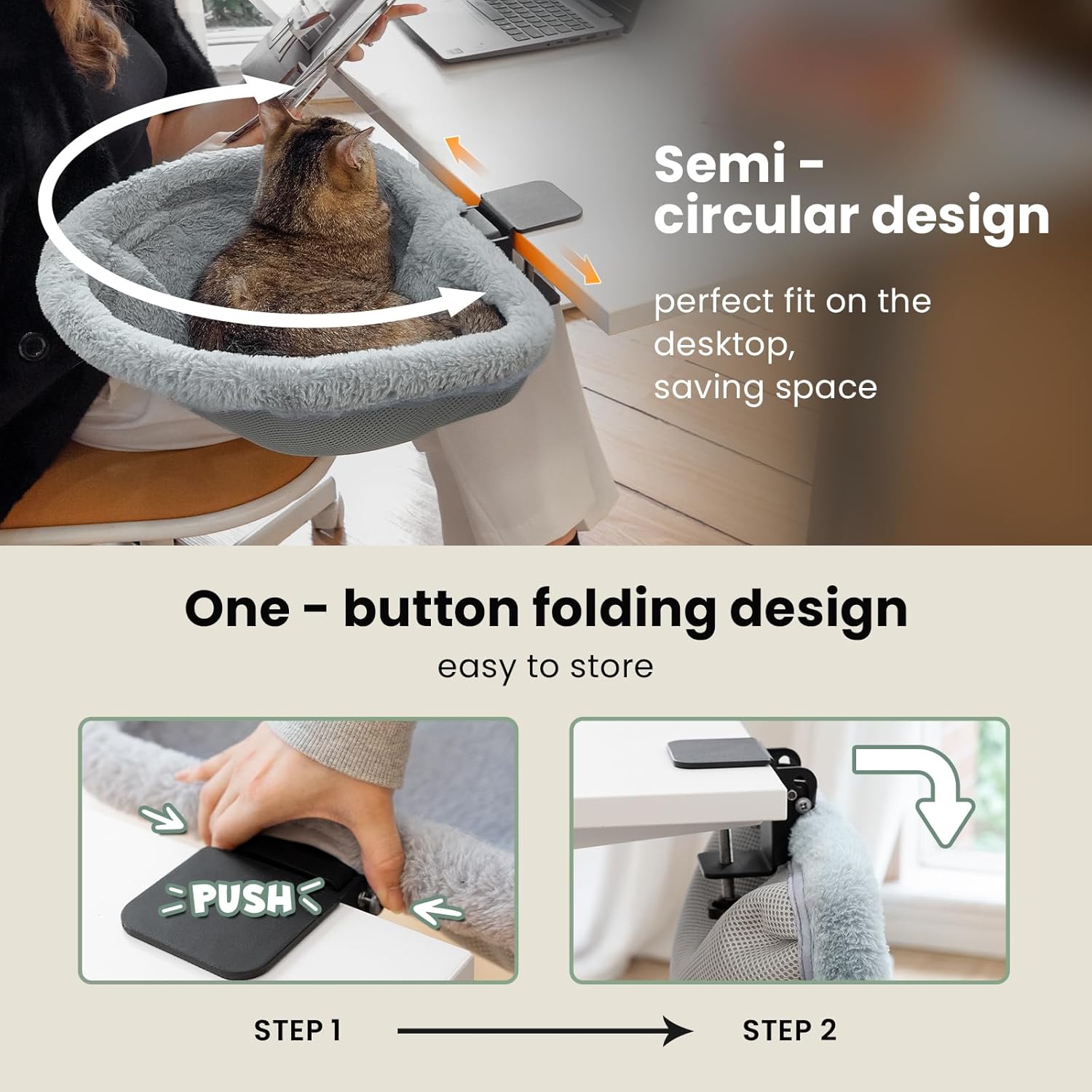 Cat Desk Bed - One-Click Folding