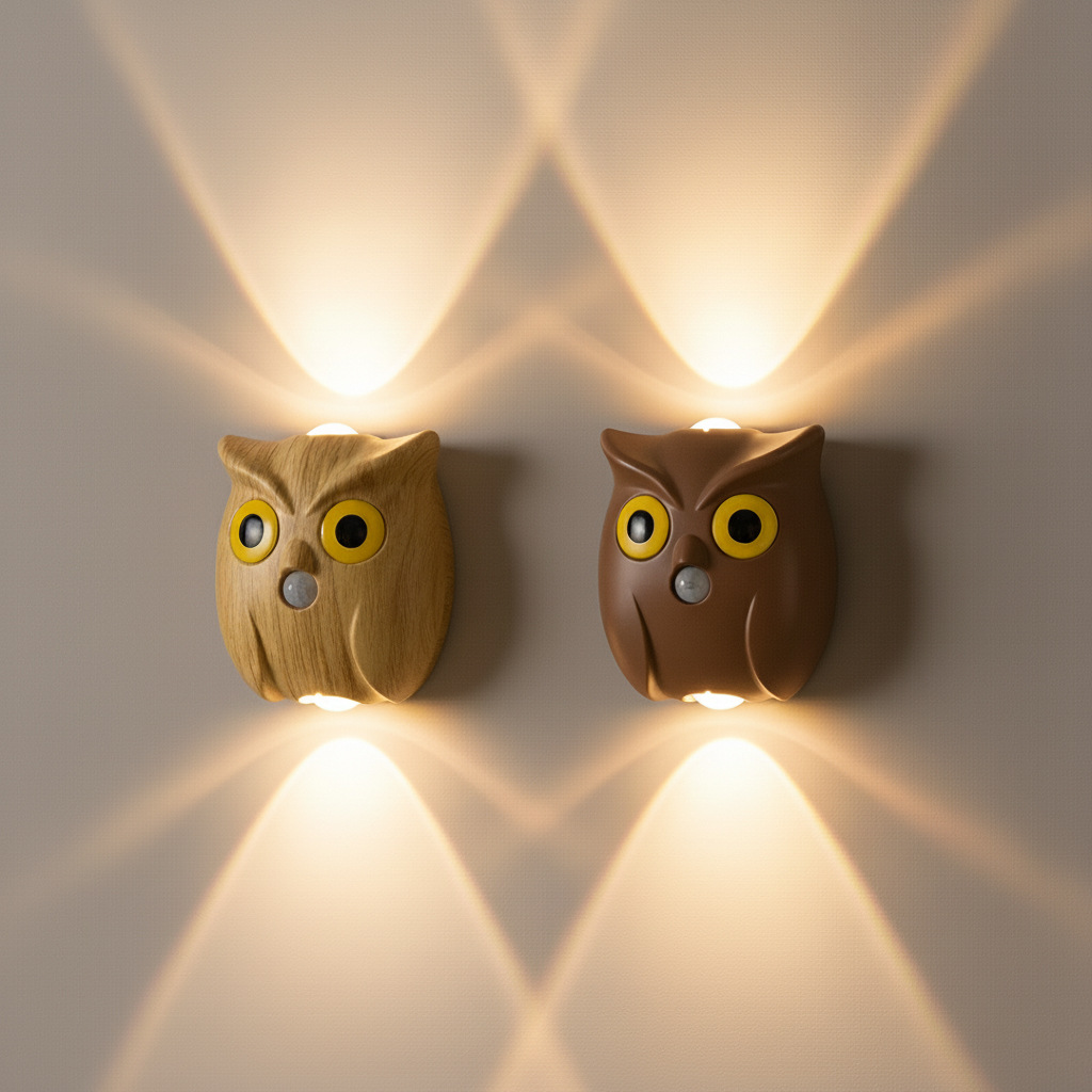 Motion Sensor Owl Magnetic Wall Light, Dual-Glow Up and Down Night Light