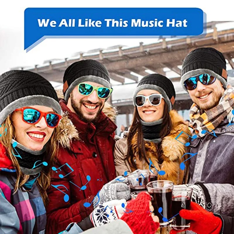 2in1 Winter Bluetooth 5.0 Headset Headband Warm Music Hat 