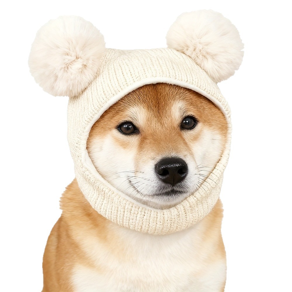 Dog Winter Hat with Pom Poms