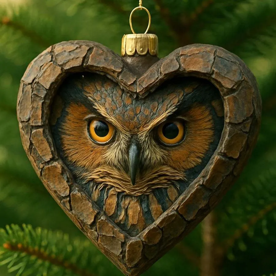 🦉Wooden Owl Christmas ornament
