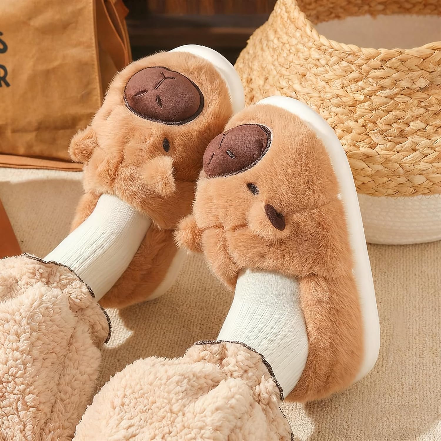 Capybara Slippers - Cute Animal Plush Slippers