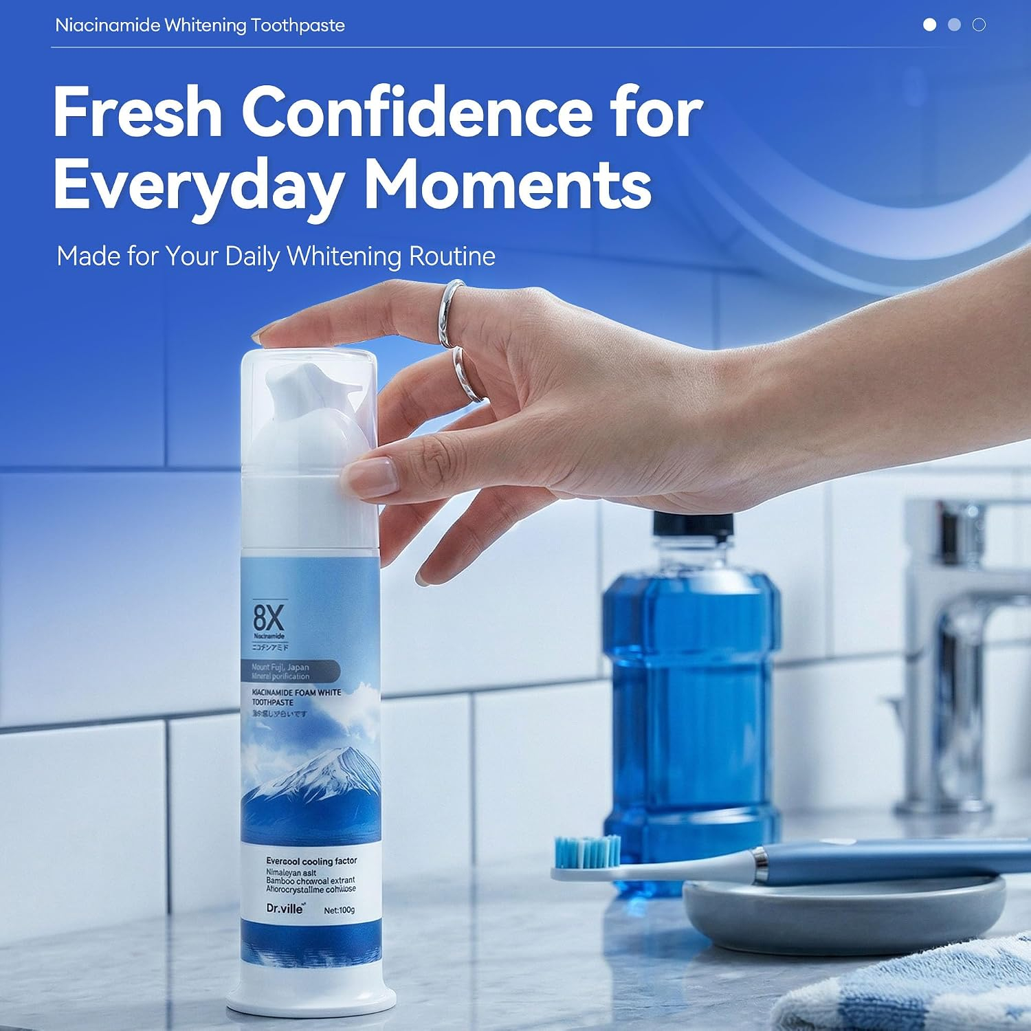 Niacinamide Whitening Toothpaste – Daily Stain Removal, Fresh Breath & Gentle Enamel Care