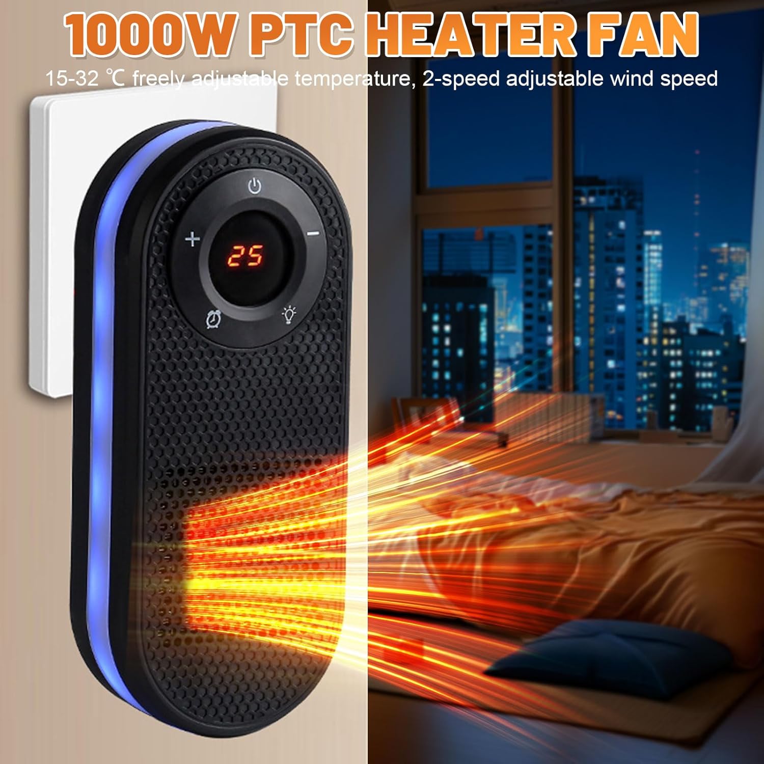 Socket Fan Heater with Remote Control
