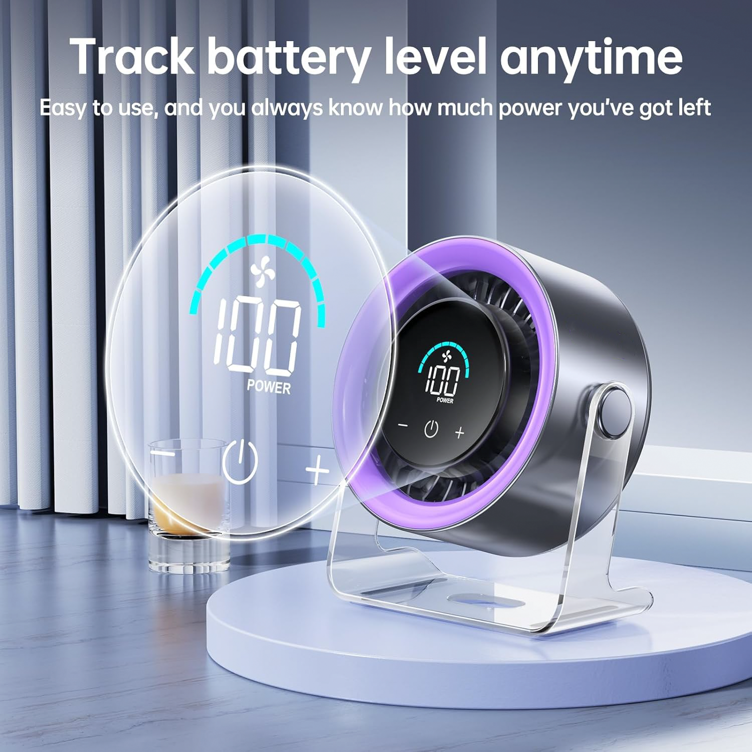 100 Speeds Digital Display Quiet Table Fan