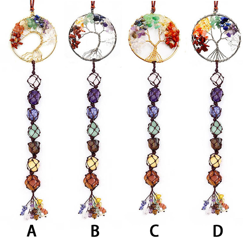 🔥 49% OFF💕7 Chakra Stone Healing Crystal Tree of Life Chakra Hanging Ornament