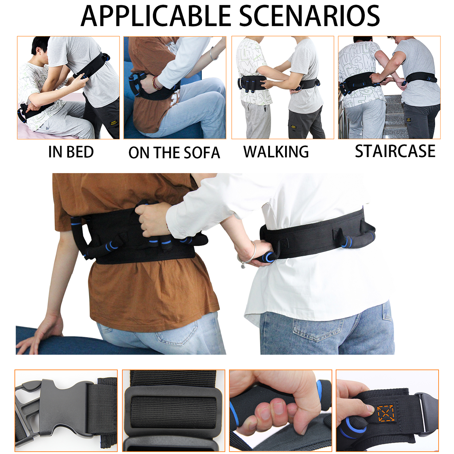 Gait Belts Transfer Gait Belt for Seniors with 7 Handles