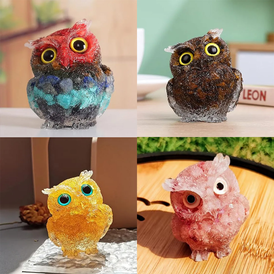 Natural Crystal Gemstone Owl