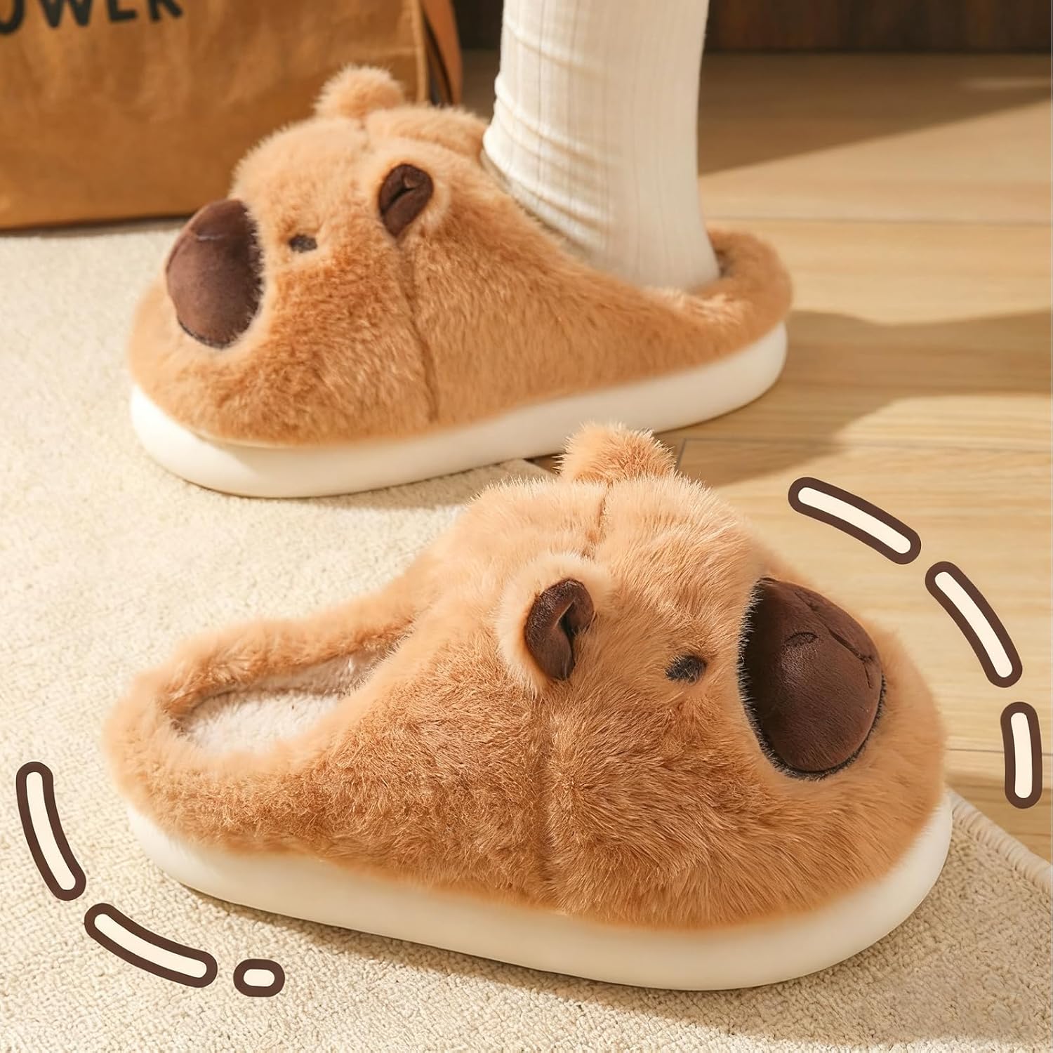 Capybara Slippers - Cute Animal Plush Slippers