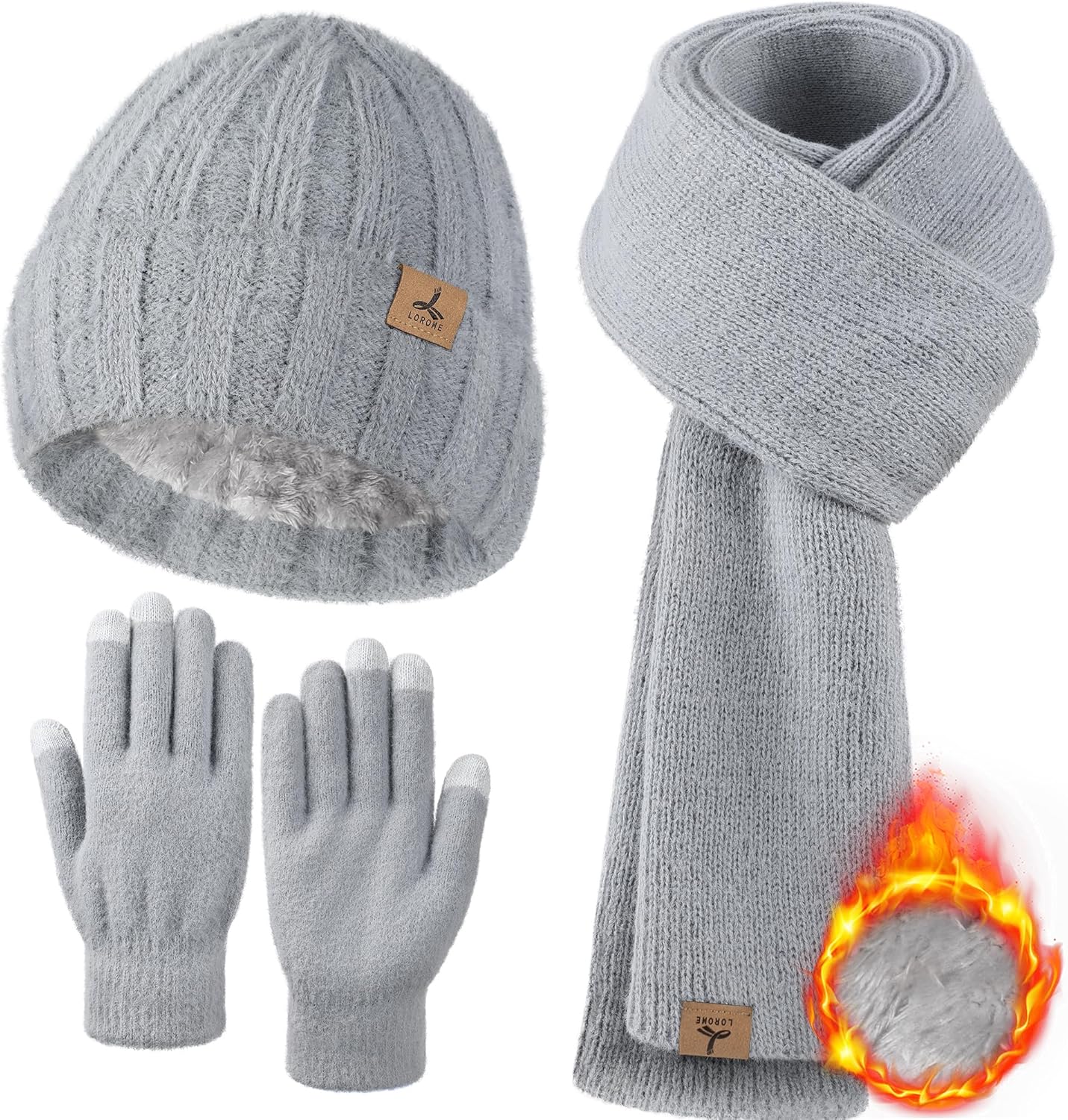 Winter Beanie Hat Scarf Gloves