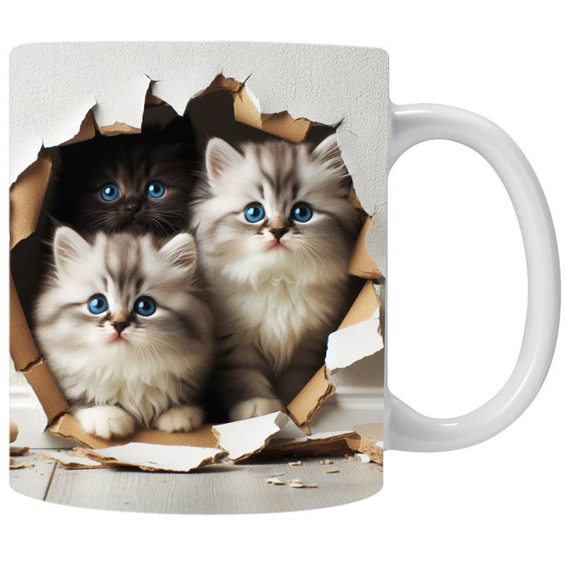 Charming 3D Cat Art Coffee Mug