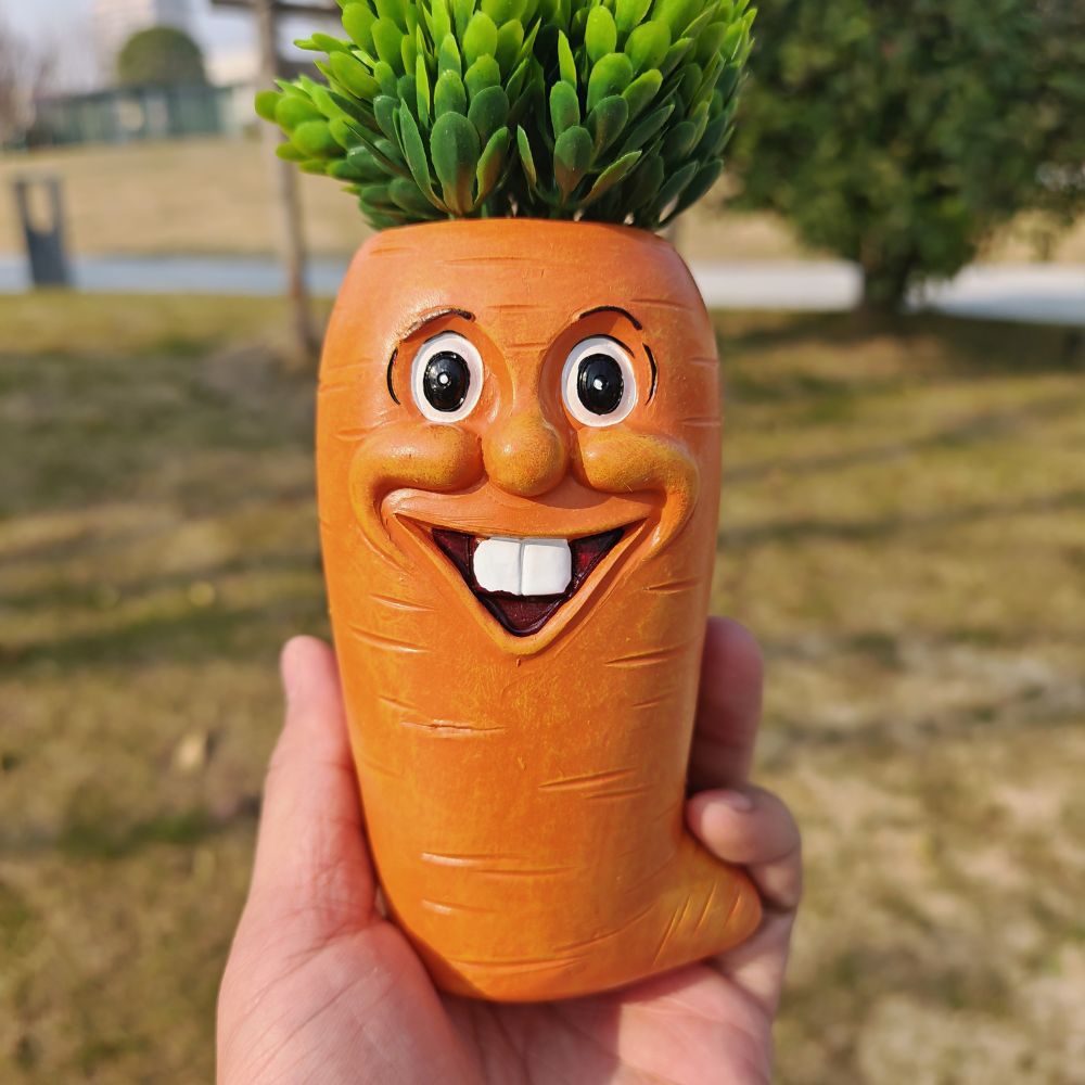 🥕 Funny Face Vegetable Planters – Whimsical Garden Decor 🌱✨