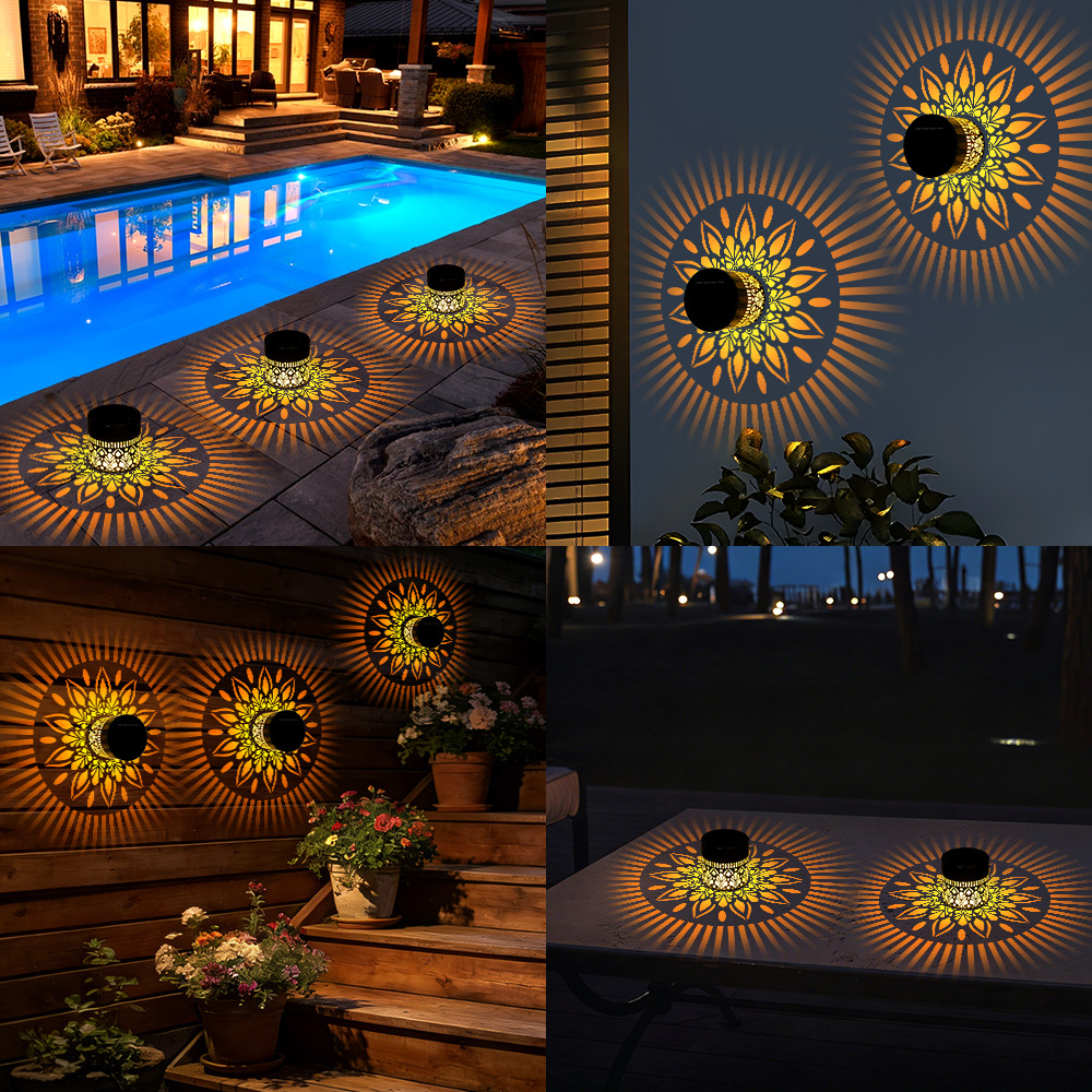 🌞 Solar Mandala Projection Light – Boho Outdoor Ambiance ✨