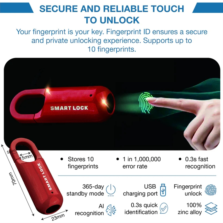 🔒Mini Smart Fingerprint Padlock