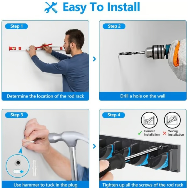 🔥Wall Mounted Fishing Rod Rack