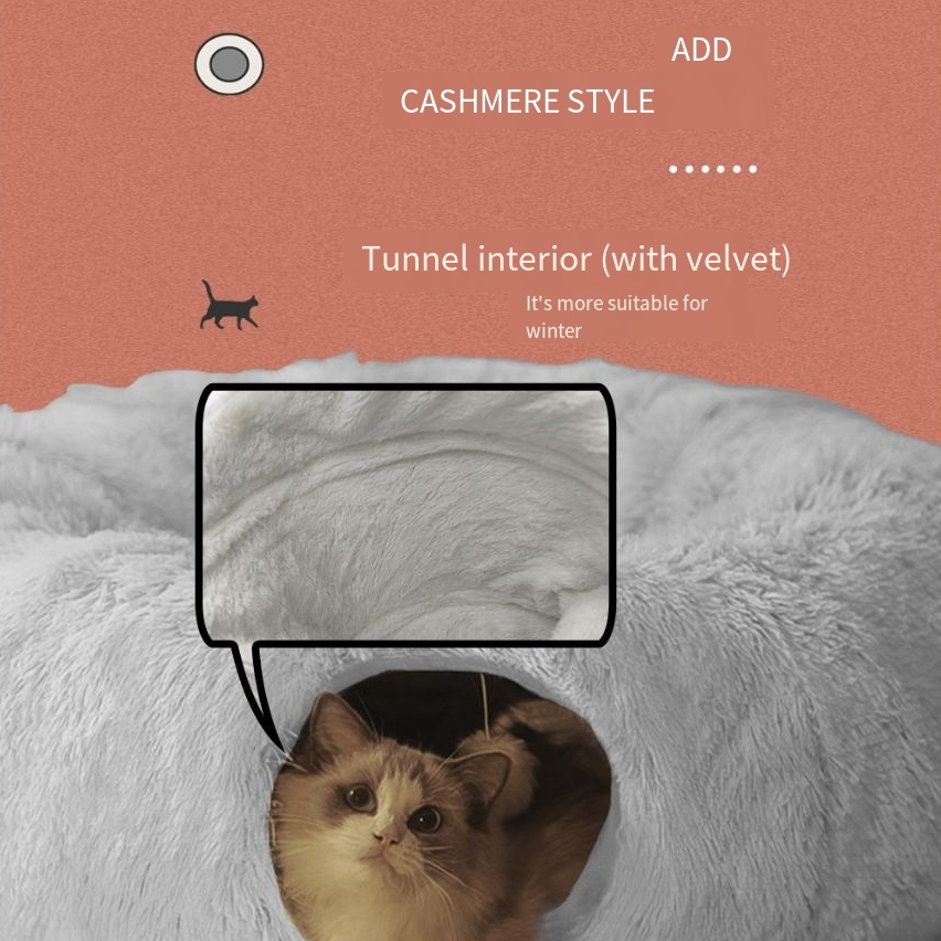 Oversized For Multiple Cats Tunnel with Cat Bed