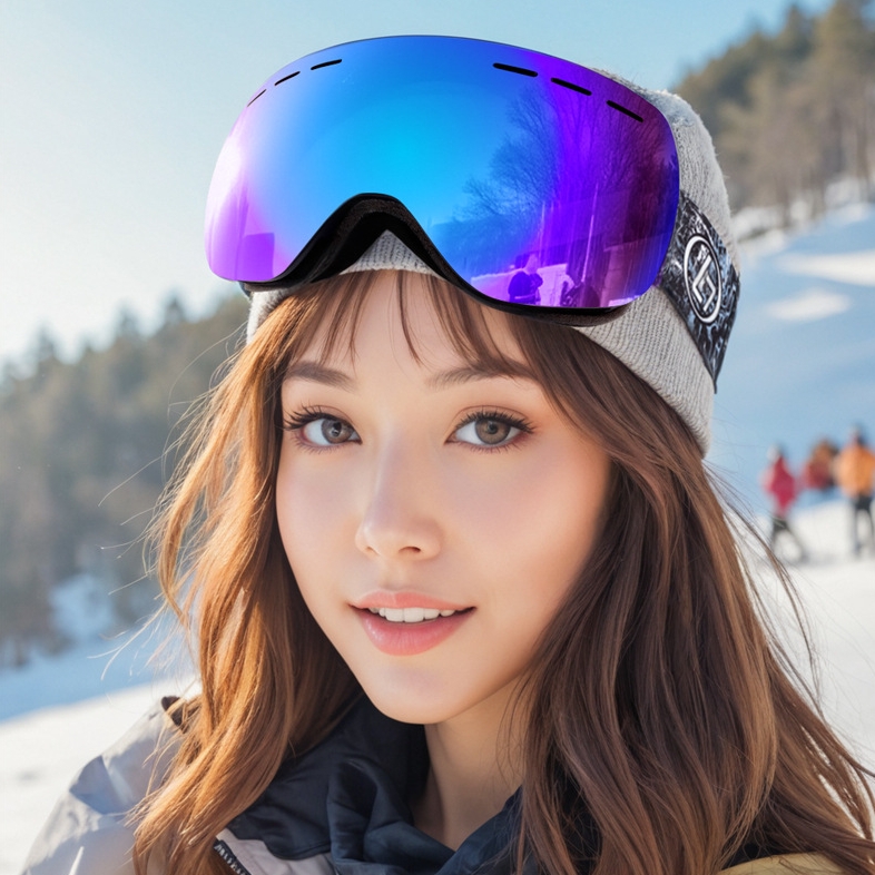 Ski Goggles with UV Protection, Anti Fog Over Glasses