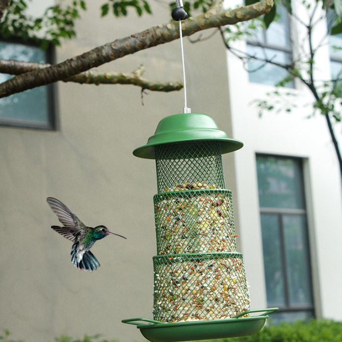 Hanging Bird Feeders Extendable Durable Large Capacity Iron Rain-proof