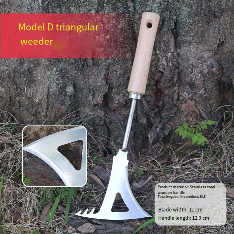 Stainless Steel Crevice Weeding Tool with Wooden Handle