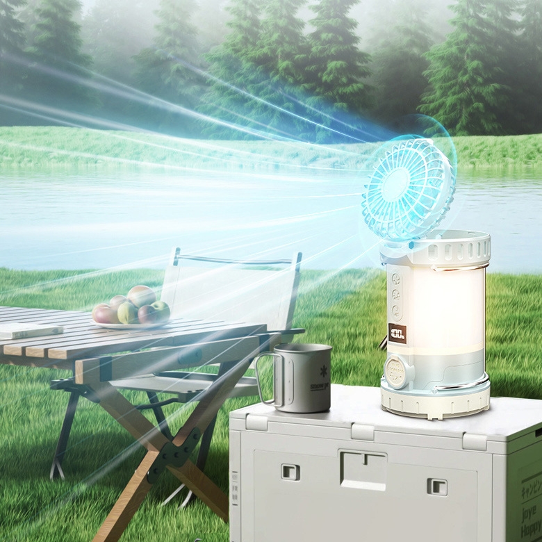 Camping Fan Includes Strong Flashlight