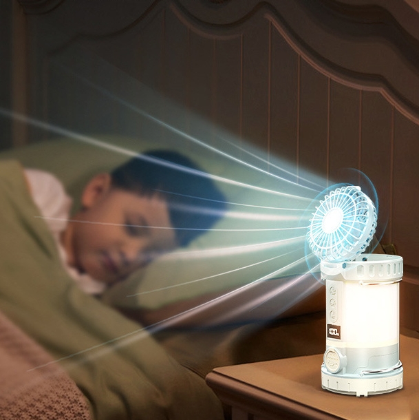 Camping Fan Includes Strong Flashlight