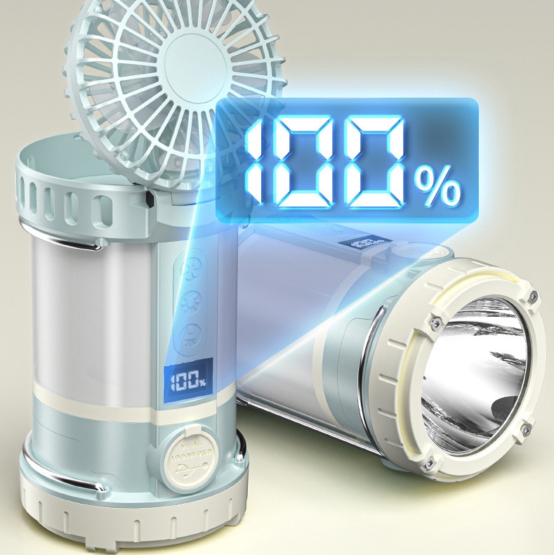 Camping Fan Includes Strong Flashlight