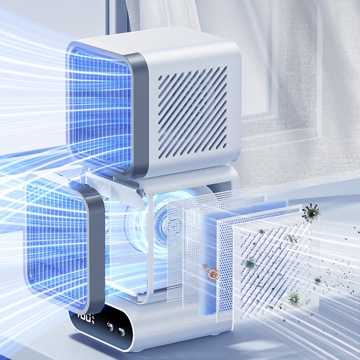 Dual-Turbo Rechargeable Portable 120° Oscillation Cooling Fan