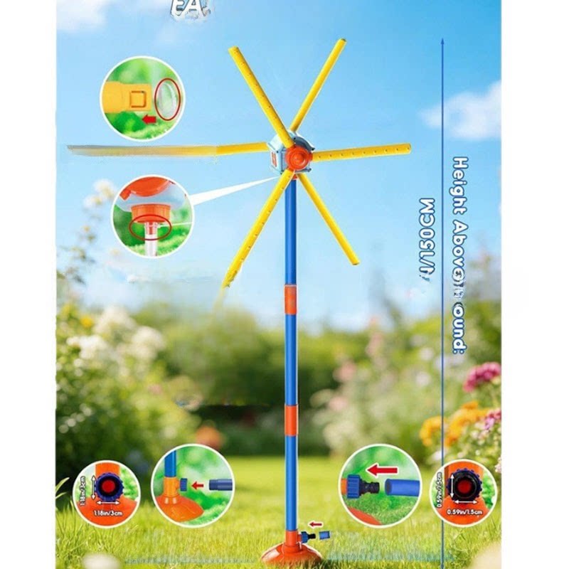 Windmill Water Sprinkler Outdoor Yard Toy for Kids