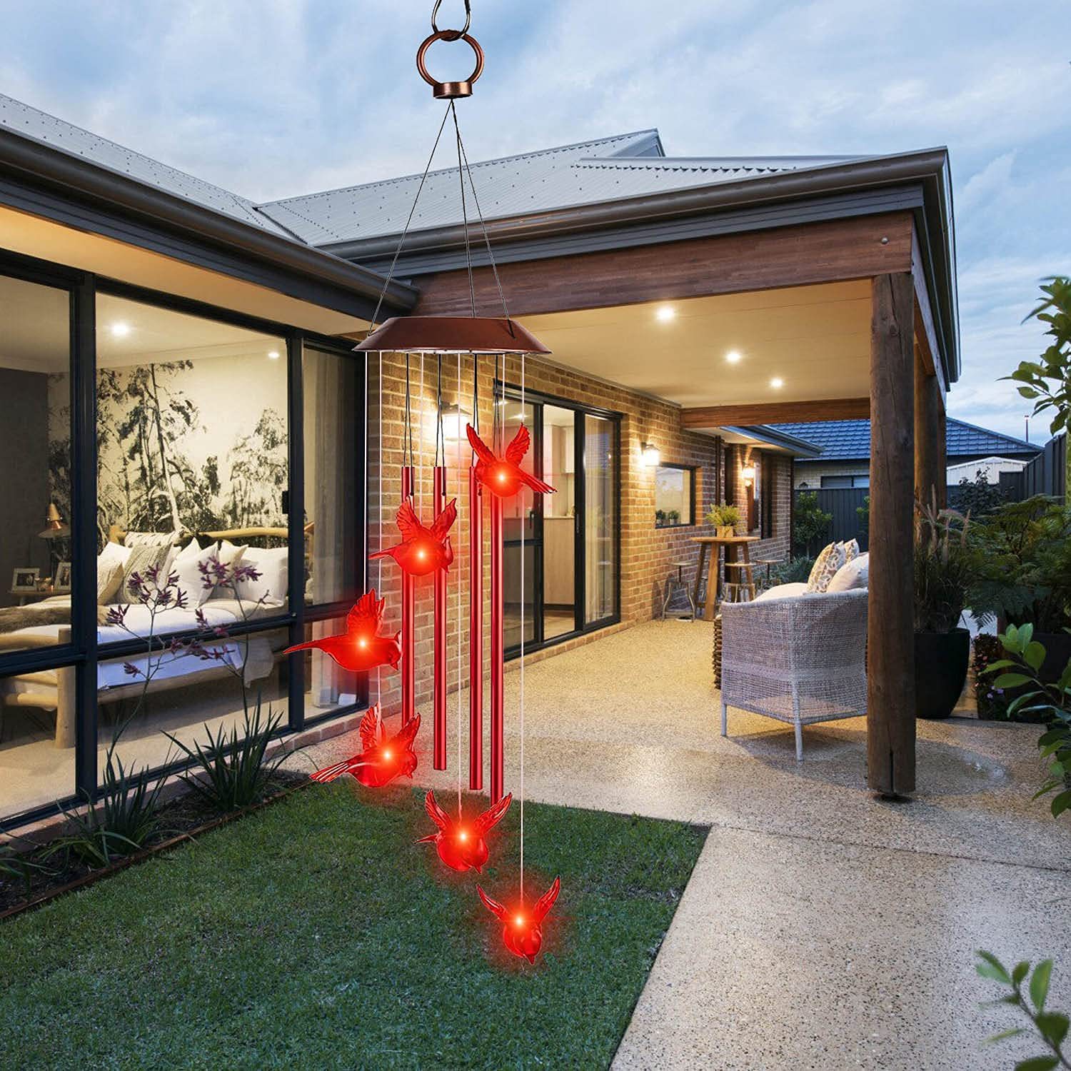 Solar Cardinal Wind Chime Light