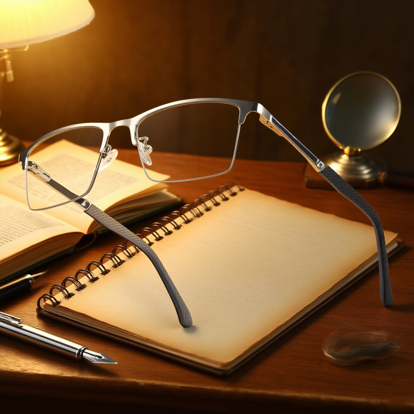 MEN'S RETRO HALF-FRAME ANTI-BLUE LIGHT READING GLASSES