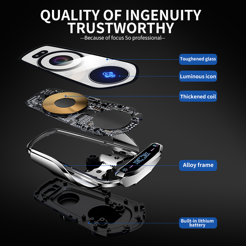 🔥Wireless Charging Car Mute Mobile Phone Navigation Transparent Industrial Style Bracket