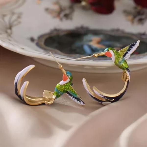 Handcrafted Elegant Hummingbird Magic Earrings