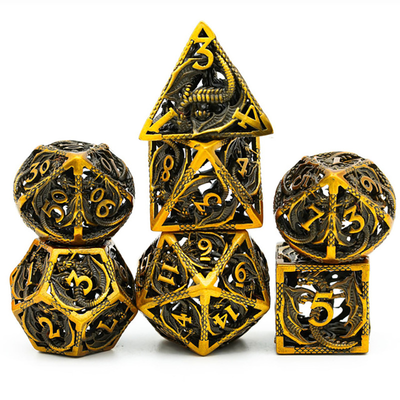 Hollow Metal Dragon Shaped Carving Dice Set