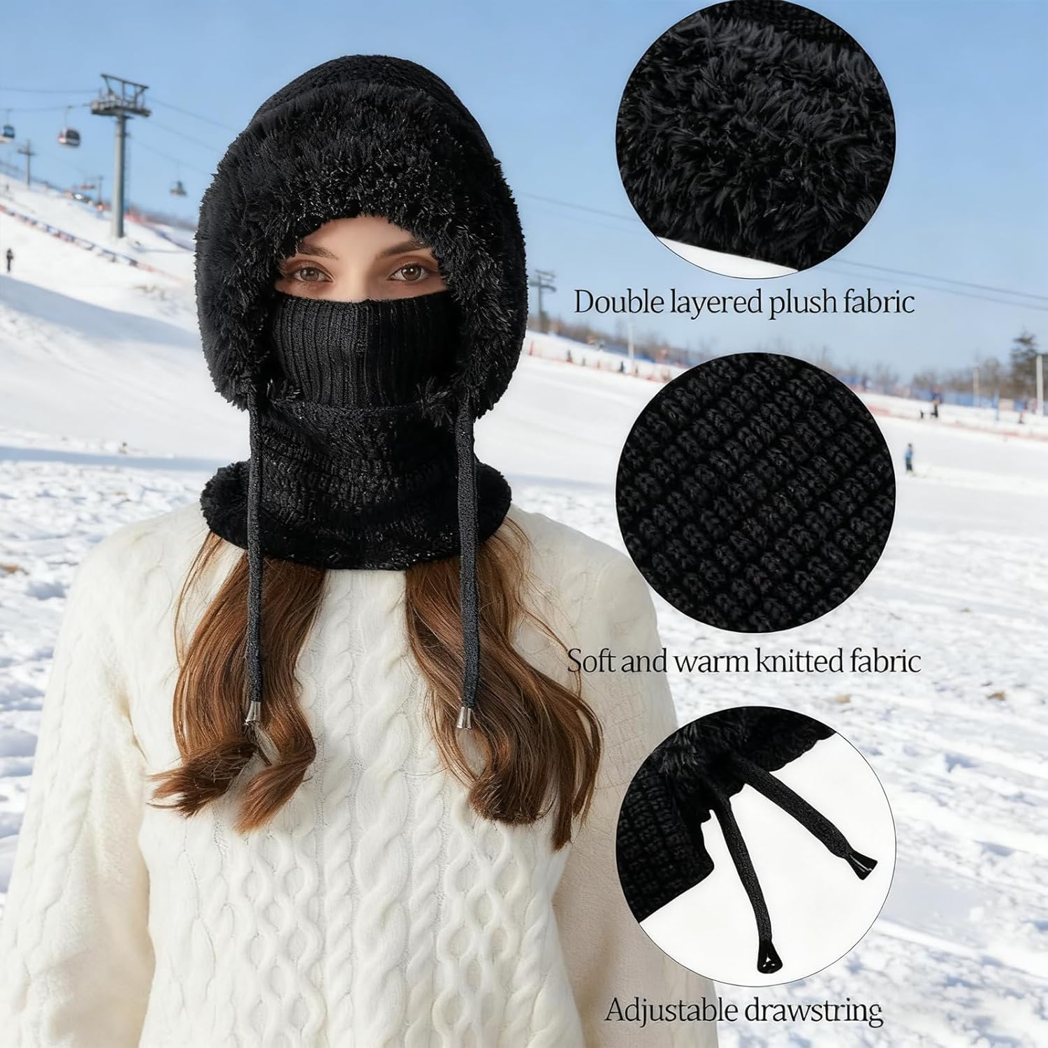 3 in 1 Beanie Hat with Scarf and Mask