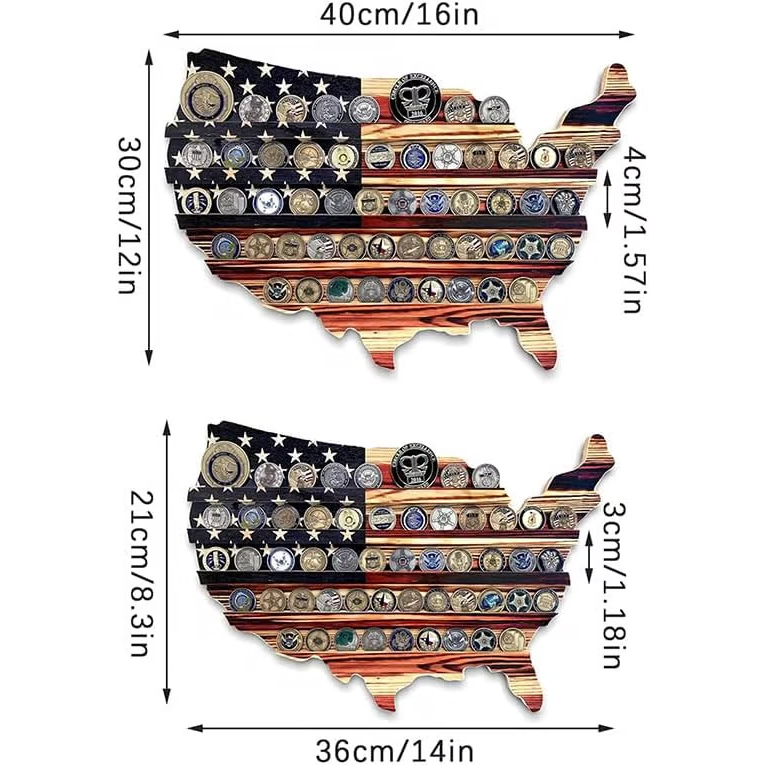 Rustic American USA Flag Challenge Coin Display