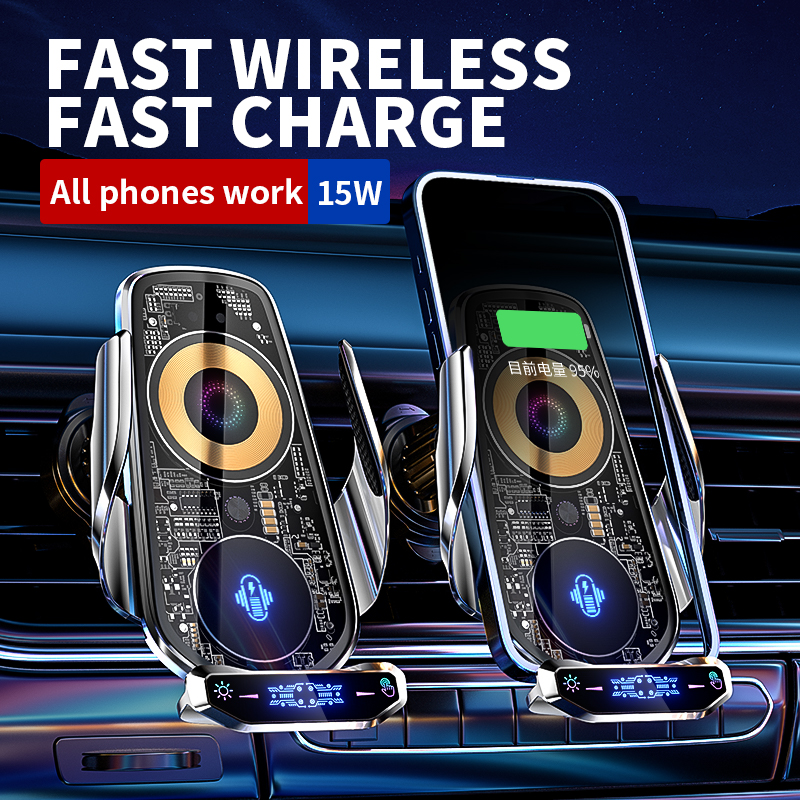 🔥Wireless Charging Car Mute Mobile Phone Navigation Transparent Industrial Style Bracket