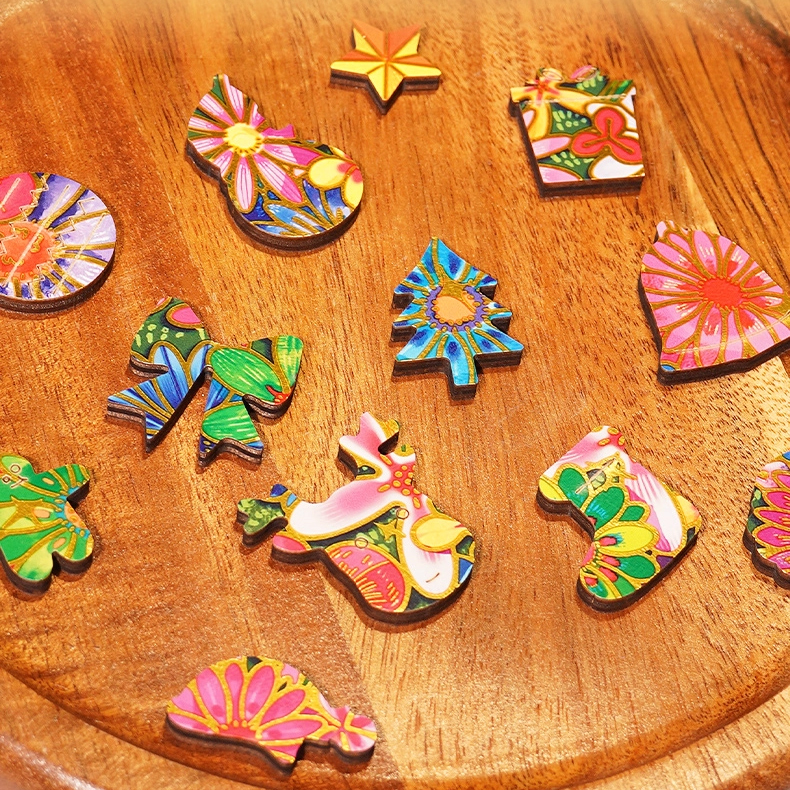 135-Piece Floral Christmas Tree Wooden Puzzle