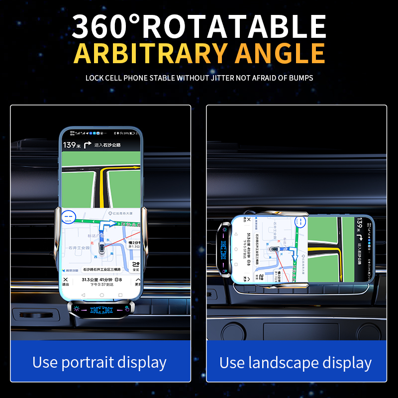 🔥Wireless Charging Car Mute Mobile Phone Navigation Transparent Industrial Style Bracket