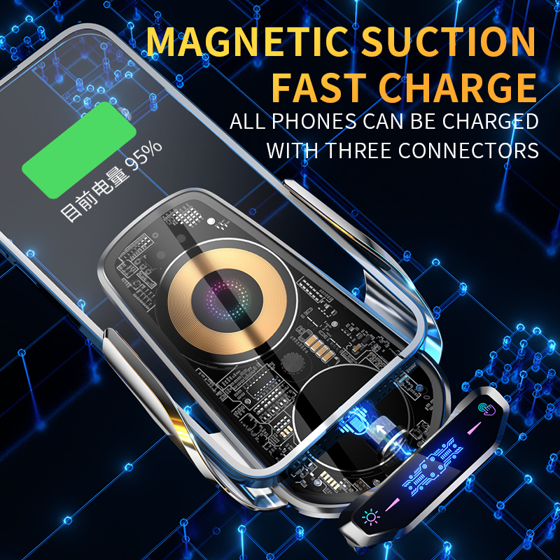 🔥Wireless Charging Car Mute Mobile Phone Navigation Transparent Industrial Style Bracket