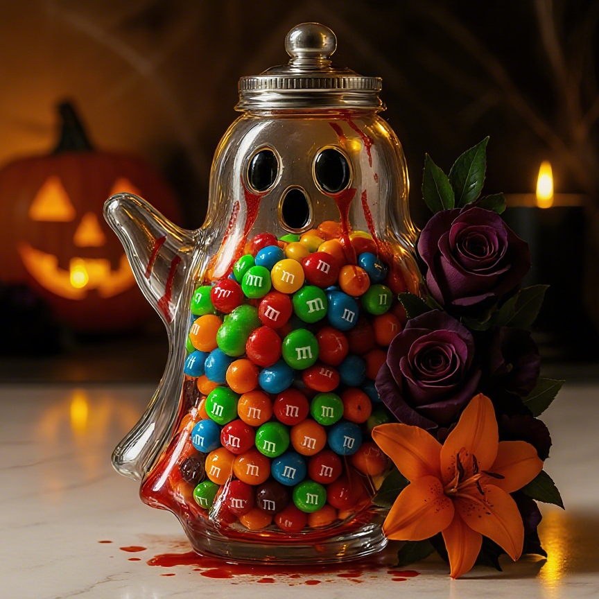 Unique Halloween Glass Candy Jar