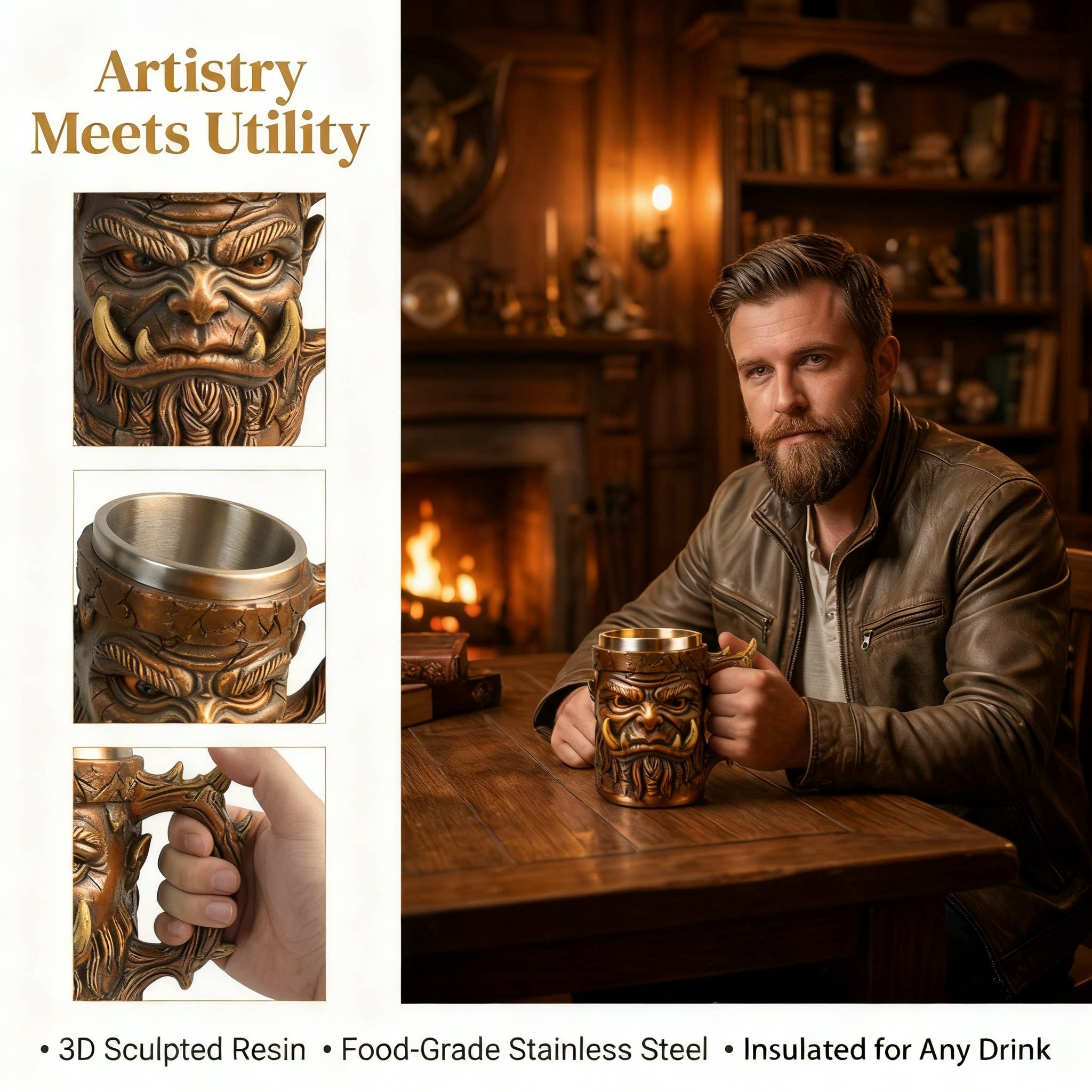 The Barbarian Warchief: 3D Sculpted Fantasy Tankard🪓🍻