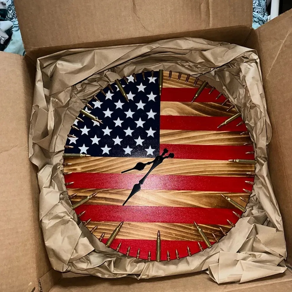 Veteran Family-Handmade Honor US Flag Patriotic Clock