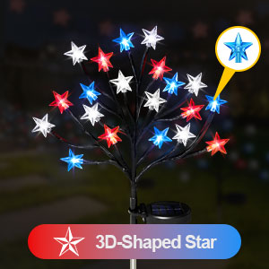 4th of July Solar Star Tree Lights Decorations Outdoor